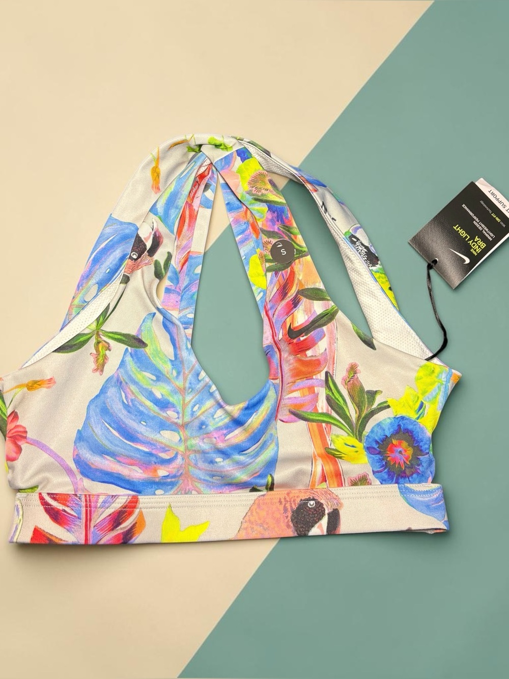 Nike Indy Light Bra - White with Yellow, Blue & Purple Floral